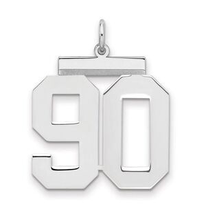 Sterling Silver, Athletic Collection, Large Polished Number 90 Pendant